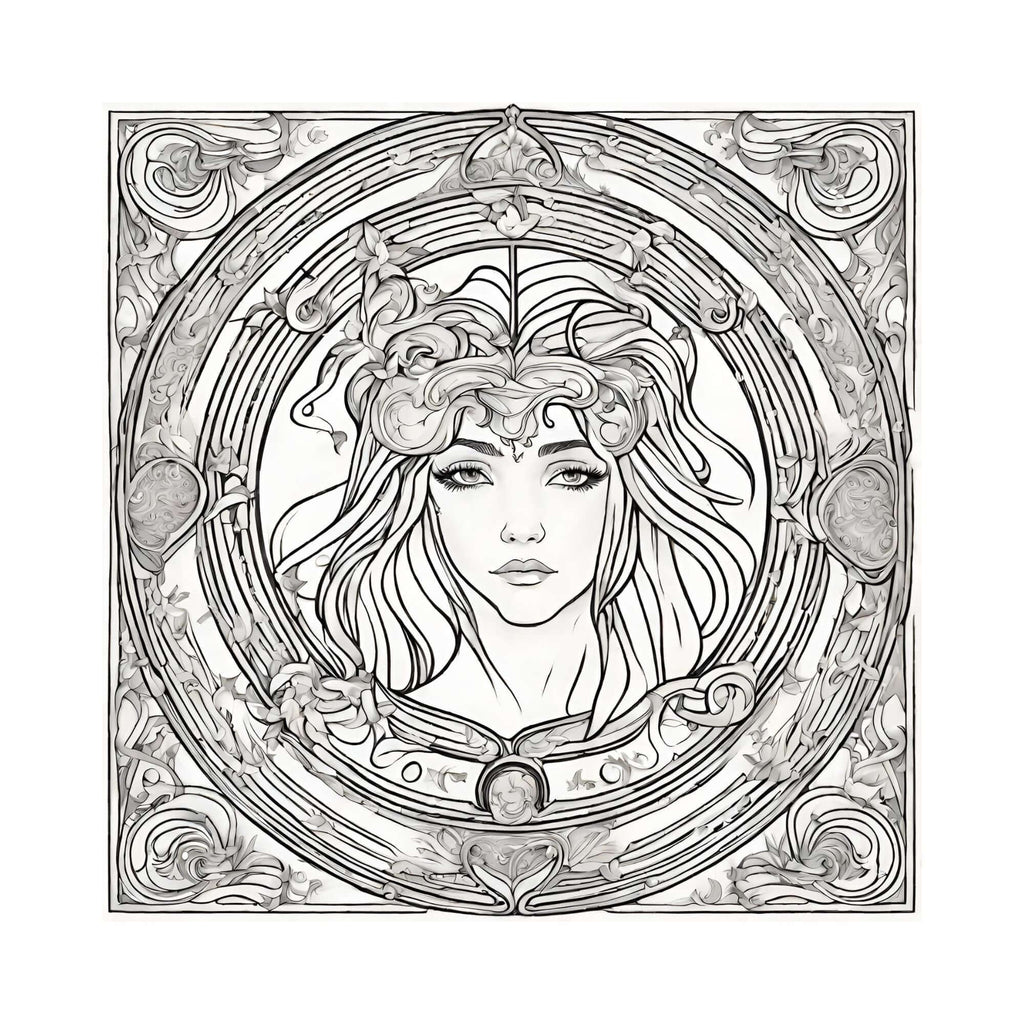 Disegno decorativo ispirato all'Art Nouveau da colorare