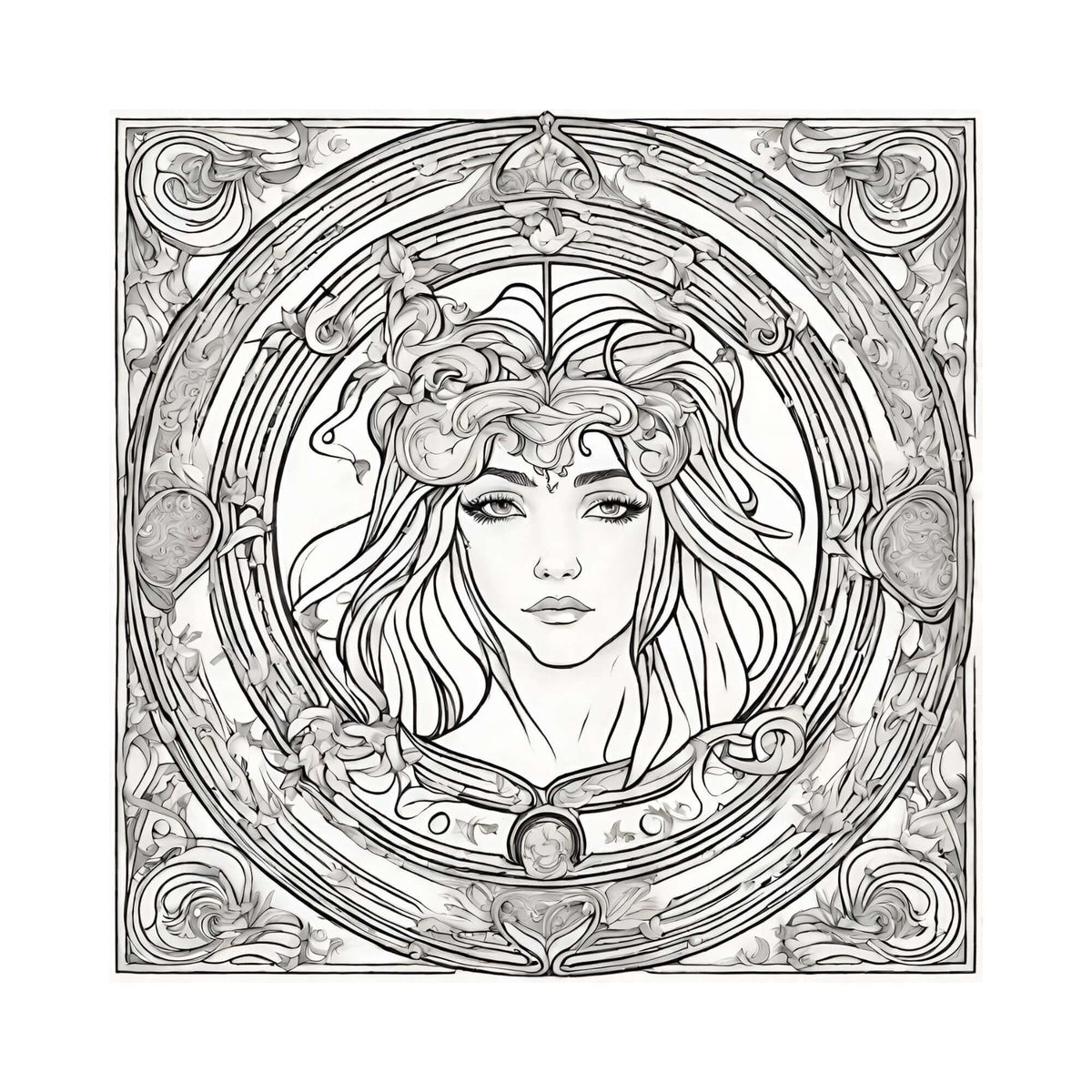 Disegno decorativo ispirato all'Art Nouveau da colorare