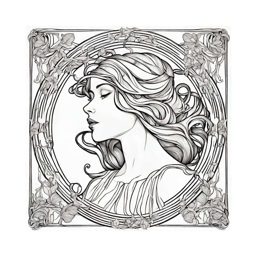 Disegno decorativo ispirato all'Art Nouveau da colorare