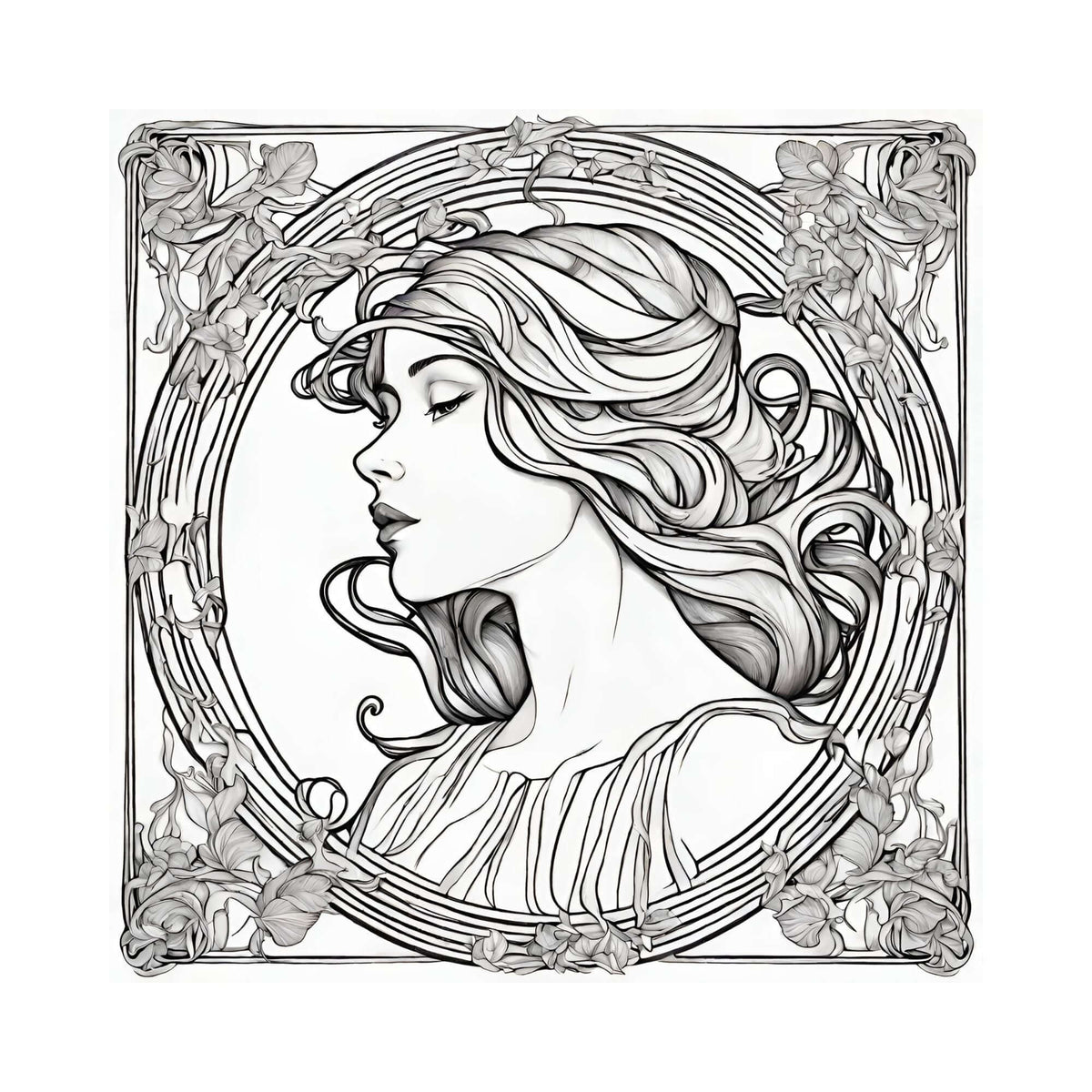 Disegno decorativo ispirato all'Art Nouveau da colorare