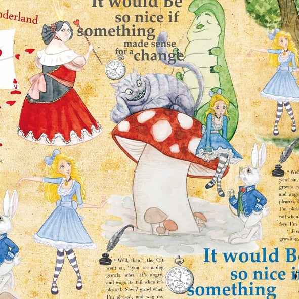 Dettaglio del motivo Alice nel Paese delle Meraviglie