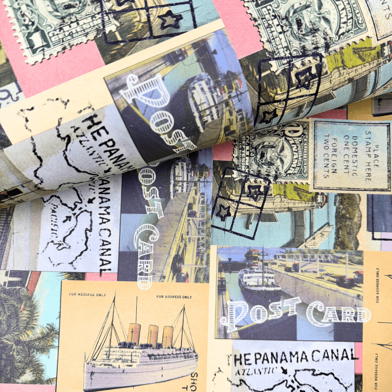 Carta decorata cartoline vintage del Canale di Panama