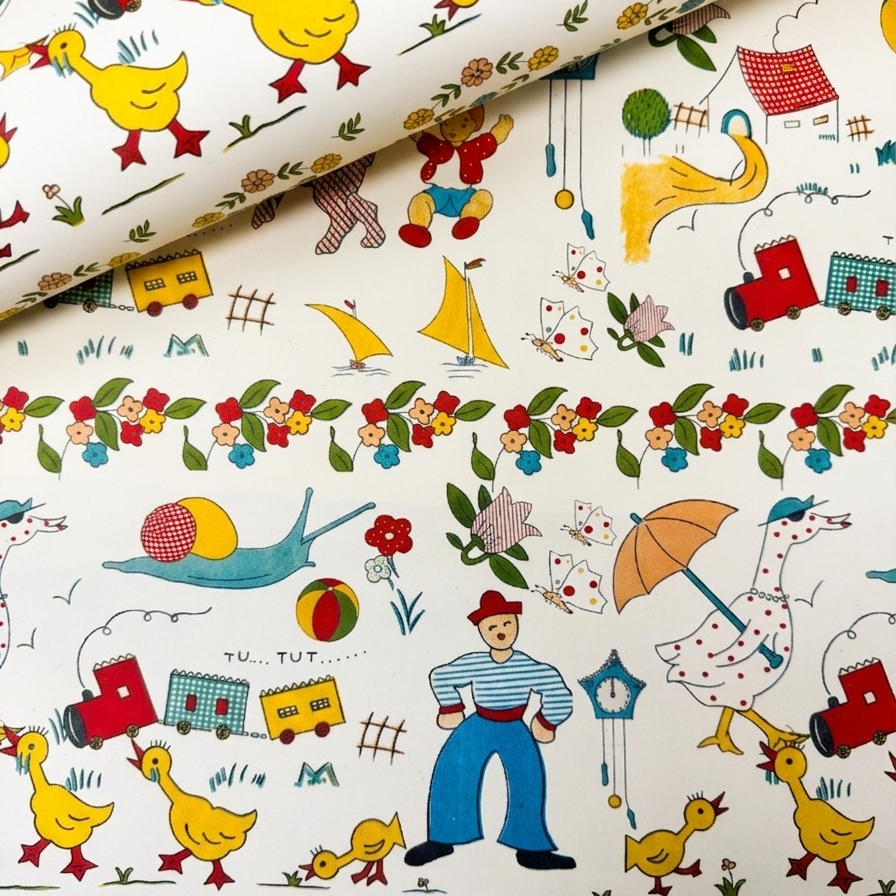 Carta decorata con pattern di giocattoli vintage