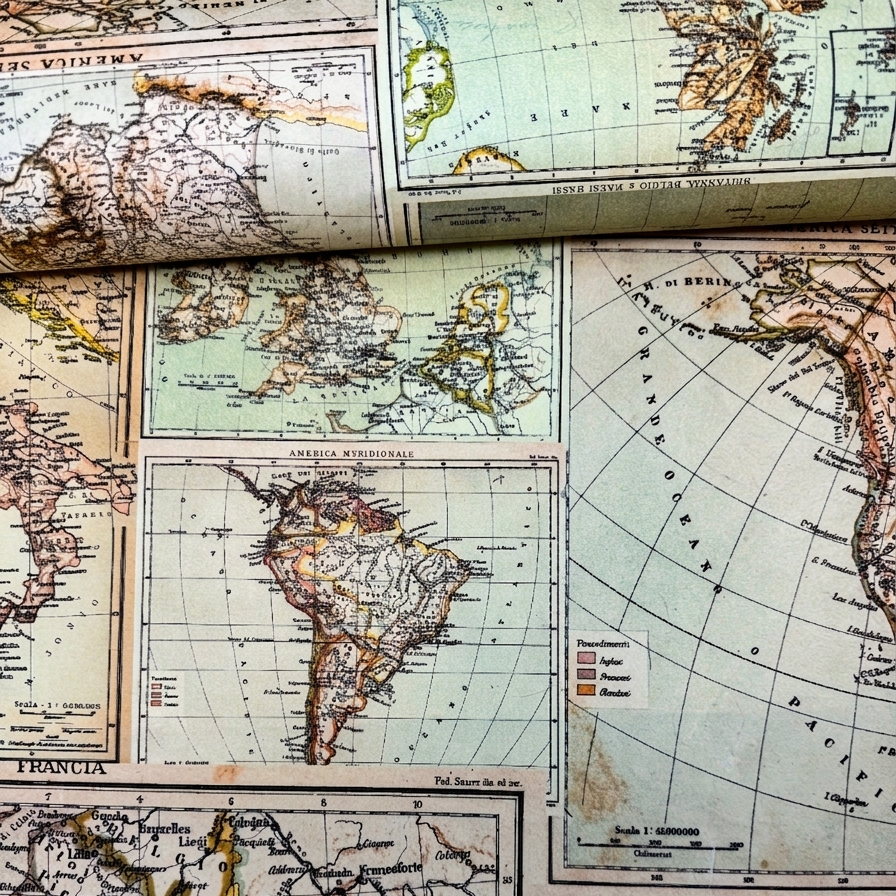 Carta decorata con mappe antiche dell'Italia