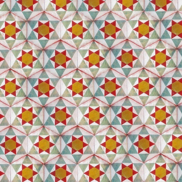 Dettaglio del pattern delle maioliche rosse di Comillas
