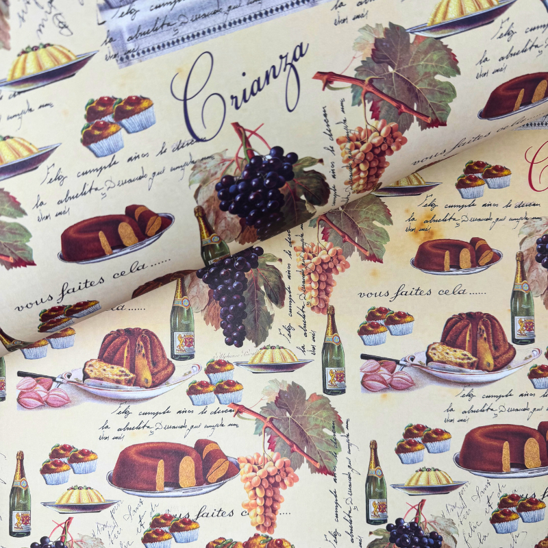 Carta decorata vintage con grappoli d'uva