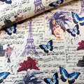 Carta decorata Belle Époque con farfalle e figurini femminili
