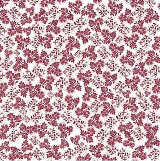 Carta decorata con fiori rosso bordeaux in stile Liberty
