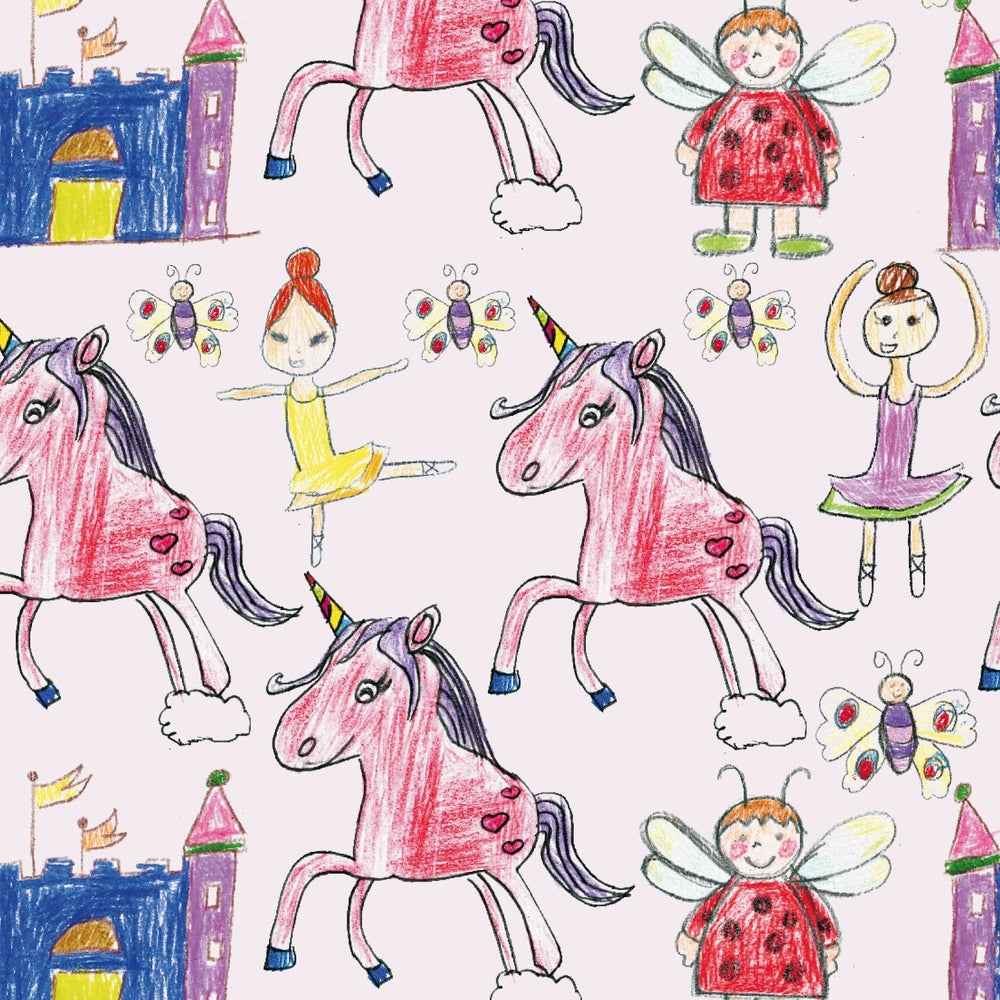 Pattern di unicorni e fate sulla carta decorata ArtPapel Italy