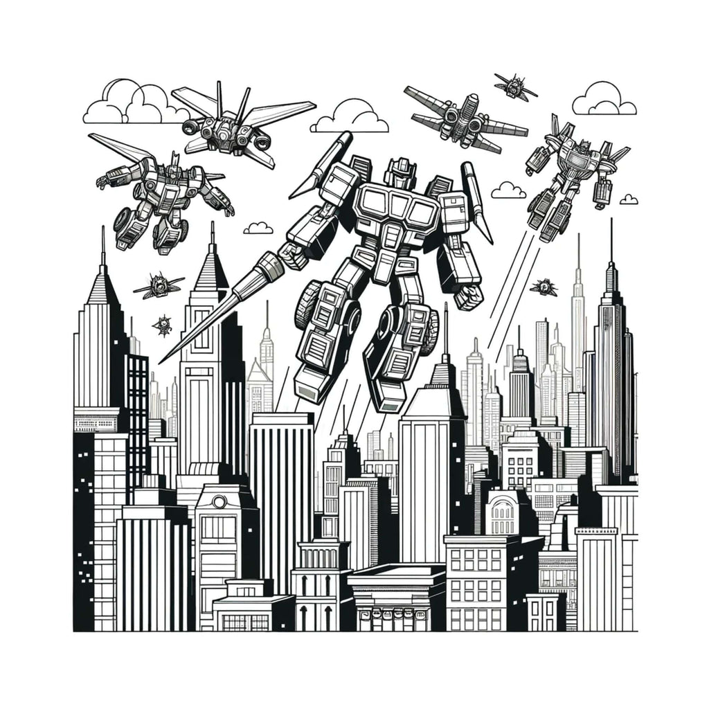 Libro da colorare Robot e Transformers per bambini