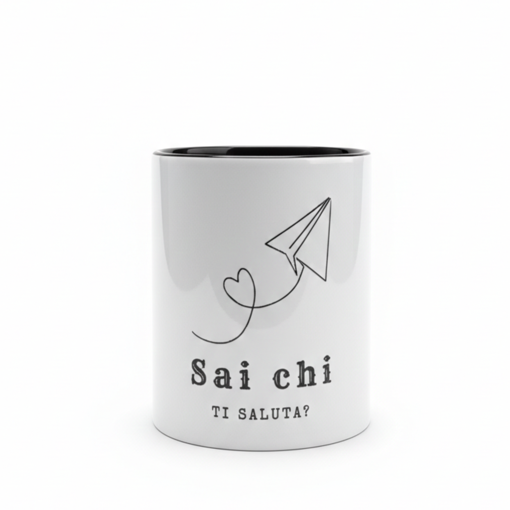 Tazza ironica in ceramica bianca con frase Sai chi ti saluta