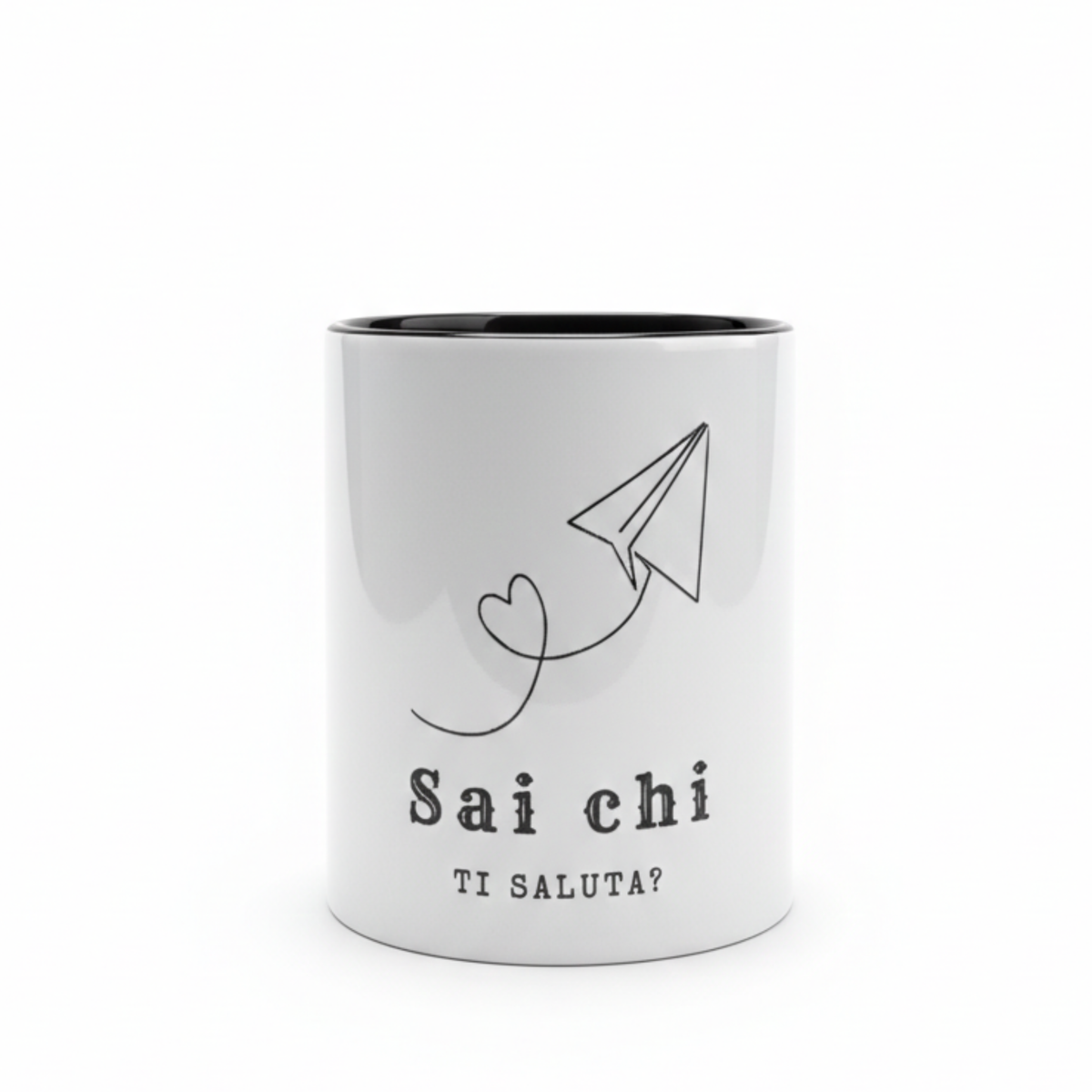 Tazza ironica in ceramica bianca con frase Sai chi ti saluta